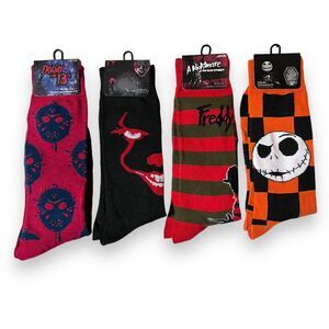 Novelty Socks Jason Pennywise‎ Freddy Jack Skellington Size 6-12 NWT Horror